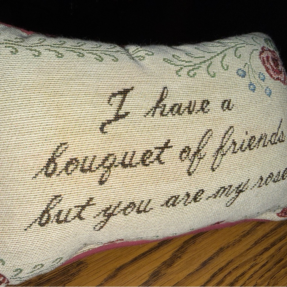Vintage Tapestry Friendship Decorative Pillow “ … you are my rose”